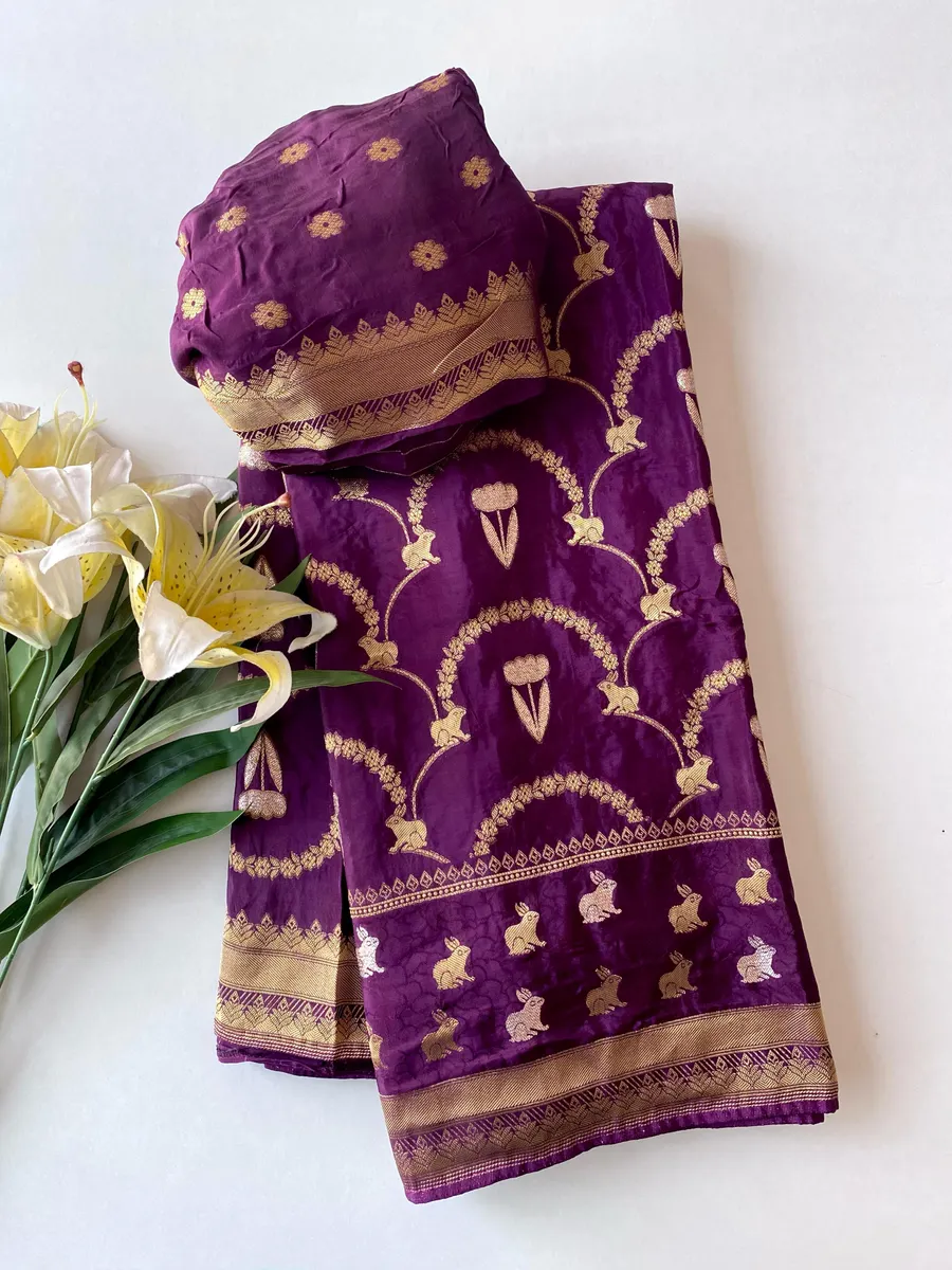 Pure Mushroom Satin Dola Saree